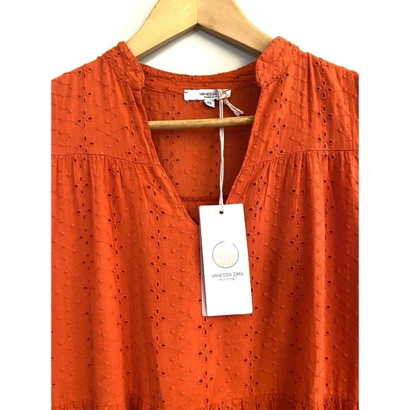 VANESSA ZANI New Made In Italy Orange Cotton Eyele - Picture 3 of 9